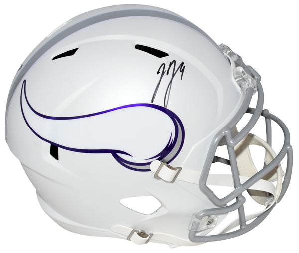JJ McCARTHY AUTOGRAPHED MINNESOTA VIKINGS WHITE FULL SIZE HELMET BECKETT