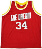 HOUSTON ROCKETS HAKEEM OLAJUWON AUTOGRAPHED RED JERSEY THE DREAM JSA 215698