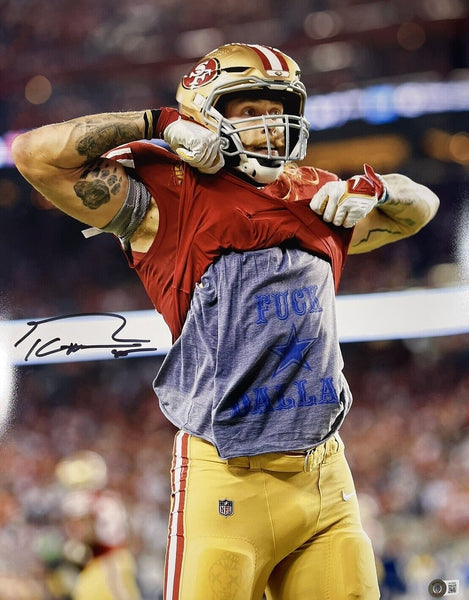 George Kittle Autographed 49ers 11x14 F*** Dallas Photo Beckett Hologram