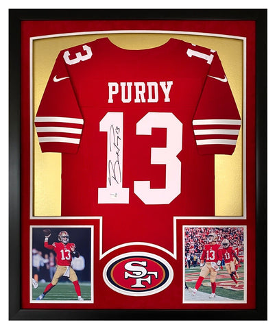 Brock Purdy Autographed 49ers Red Nike Limited Jersey Framed Fanatics