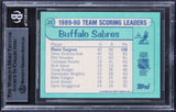 Sabres Pierre Turgeon Signed 1990 Topps Tiffany Team SL #20 Card BAS Slabbed