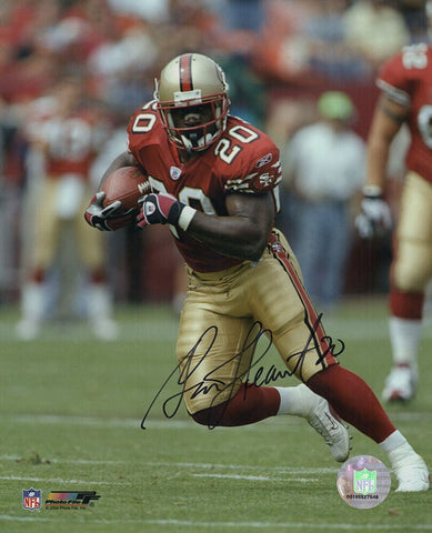 Garrison Hearst Signed 49ers Red Jersey Action 8x10 Photo - (SCHWARTZ COA)