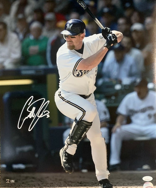 Milw Brewers Outfielder GEOFF JENKINS Signed 16X20 Action Photo #4 AUTO - JSA