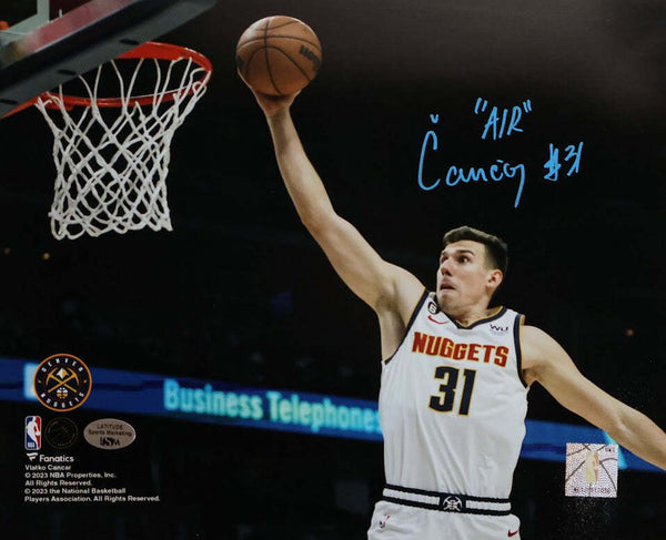 Vlatko Cancar Autographed Denver Nuggets 8x10 Photo Action Dunk