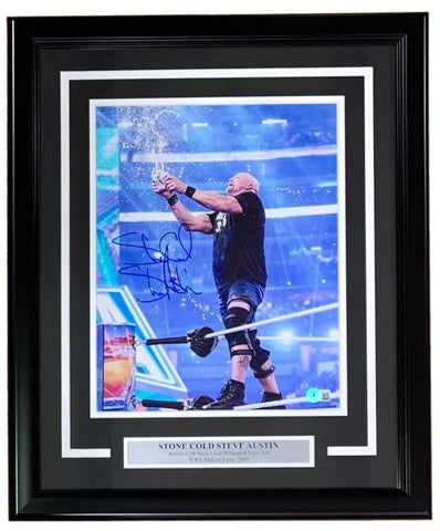 Stone Cold Steve Austin Signed Framed 11x14 WWE Wrestlemania 38 Photo BAS
