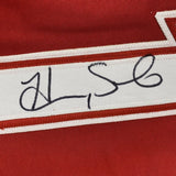 FRAMED Autographed/Signed HOPE SOLO 33x42 Red United States USA Jersey JSA COA