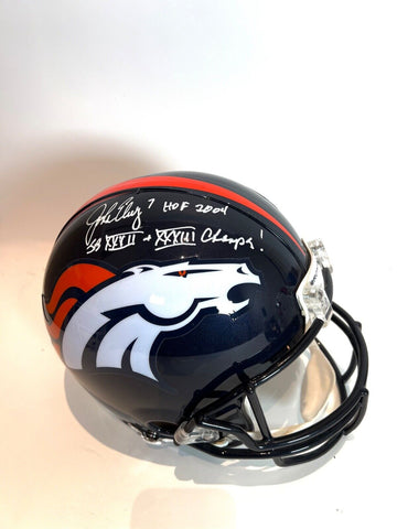 John Elway Signed Broncos Pro Helmet w/ "HOF 2004" & "SB XXXII & XXXIII Champs!"