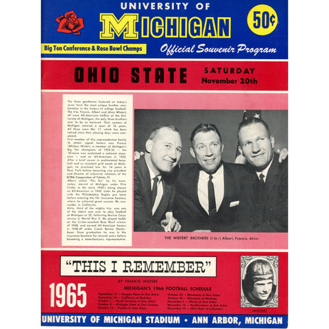 Michigan Wolverines vs Ohio State Buckeyes 11/20/1965 Gameday Magazine 59312