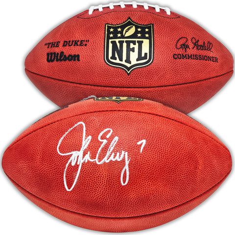 JOHN ELWAY AUTOGRAPHED LEATHER GOLD SHIELD FOOTBALL BRONCOS BECKETT WITNESS