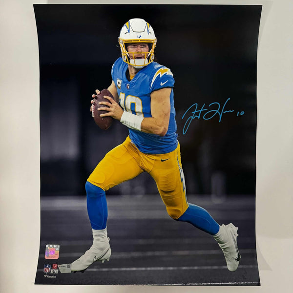 Autographed/Signed Justin Herbert Chargers 16x20 Photo Fanatics COA