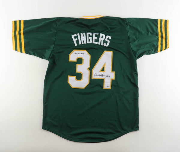 Rollie Fingers Signed Oakland A's Jersey Inscribed "HOF 92 & 74 WS MVP" (JSA)