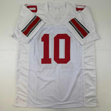 Autographed/Signed Troy Smith Heisman 06 Ohio State White College Jersey JSA COA
