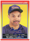 Mark Carrier autographed Chicago Bears 1990 Score Rookie Card #614 -(SS COA)