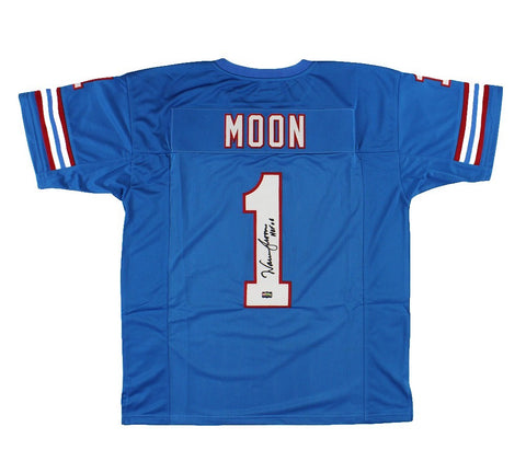 Warren Moon Signed Houston Custom Powder Blue Jersey with "HOF 06" Inscription