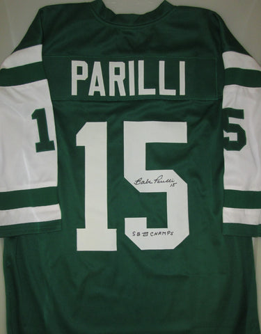 NY Jets BABE PARILLI Signed Custom Green TB Jersey AUTO w/ SB III Champs - COA