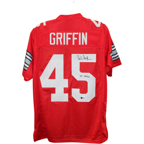 Archie Griffin Autographed College Style XL Jersey Red 74/75 HT BAS W 58512