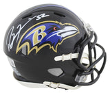 Ravens Ray Lewis Signed Speed Mini Helmet w/ White Sig w/ Case BAS Wit
