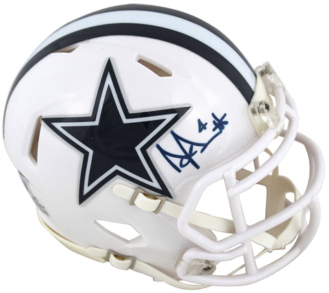 Cowboys Dak Prescott Signed 2022 Alt White Speed Mini Helmet BAS Witnessed