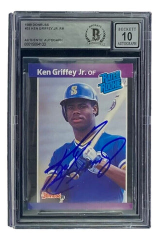 Ken Griffey Jr Signed Mariners 1989 Donruss #33 Rookie Card BAS Graded 10