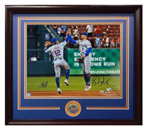Francisco Lindor Brandon Nimmo Signed 16x20 Framed Photo Mets Auto Fanatics MLB