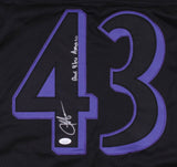Justice Hill Signed Baltimore Ravens Jersey Inscibd God Bless America (JSA COA)