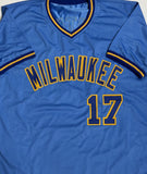 Brewers JIM GANTNER Signed Custom Replica Blue Milwaukee Jersey AUTO - JSA