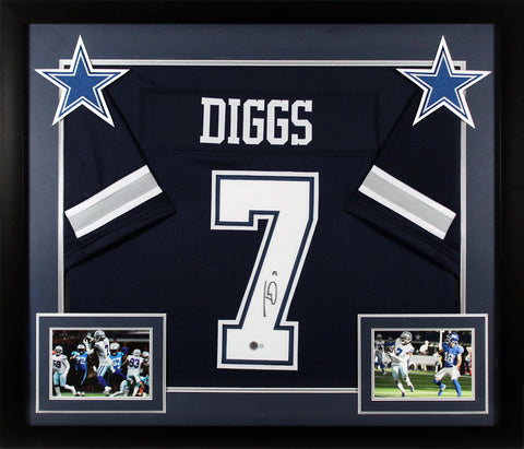 Trevon Diggs Authentic Signed Navy Pro Style Framed Jersey BAS Witnessed