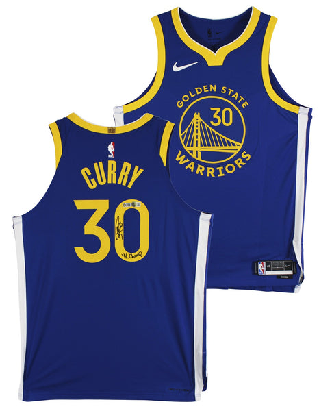 Stephen Curry "4x Champ" Signed Blue Nike Icon Edition Authentic Jersey BAS Wit