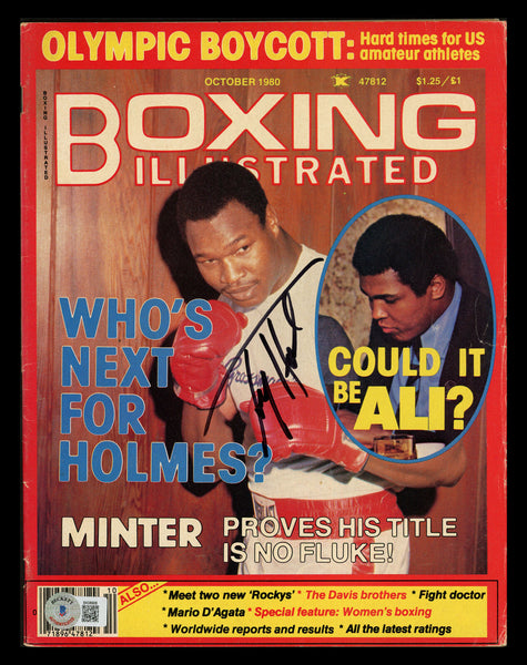 Larry Holmes Autographed Boxing Illustrated Magazine Beckett BAS QR #BK08906