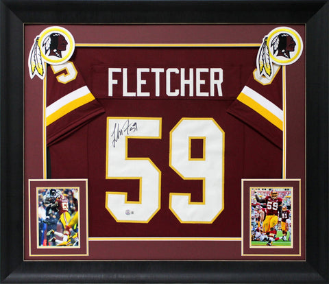 London Fletcher Authentic Signed Maroon Pro Style Framed Jersey BAS Witnessed