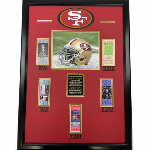 Framed San Francisco 49ers 5x Super Bowl Champions 20x18 Replica Ticket Display