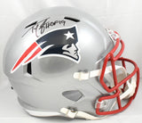 Ty Law Autographed New England Patriots F/S Speed Helmet HOF - Beckett W Holo