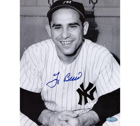 Yogi Berra Signed New York Yankees Unframed 8x10 B&W Photo - Hands Folded