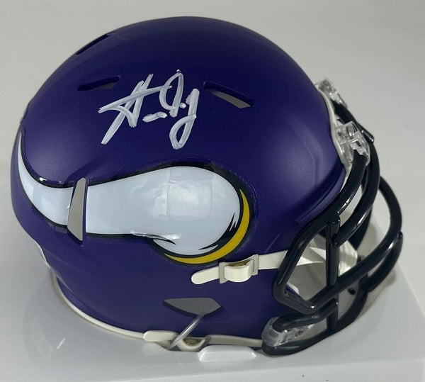 Vikings AARON JONES Signed Riddell Speed Mini Helmet AUTO - BAS