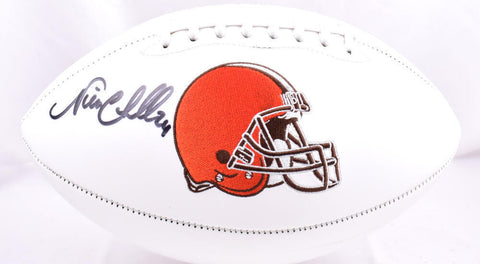 Nick Chubb Autographed Cleveland Browns Logo Football-Beckett W Holo*Black thick