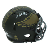 DeVonta Smith Autographed Eagles 2025 Salute to Service Mini Helmet Beckett