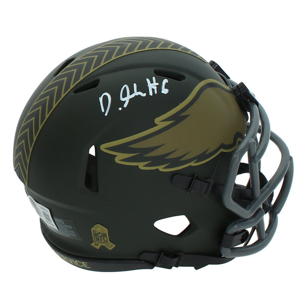 DeVonta Smith Autographed Eagles 2025 Salute to Service Mini Helmet Beckett