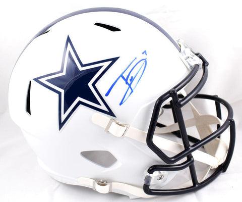 Trevon Diggs Autographed Cowboys F/S Flat White Speed Helmet- Beckett W Hologram