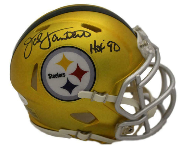 Jack Lambert Autographed/Signed Pittsburgh Steelers Blaze Mini Helmet HOF 14350