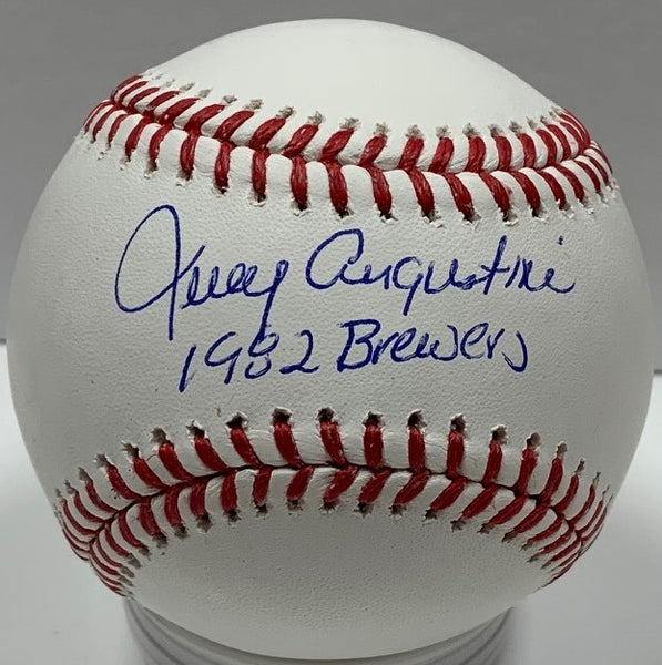 Milw Brewers JERRY AUGSTINE Signed Official MLB Baseball AUTO w/ 82 Brewers JSA