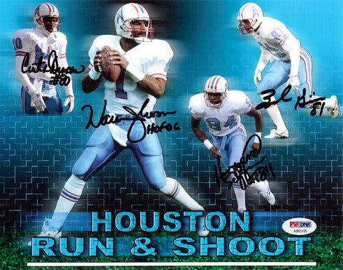 OILERS RUN & SHOOT AUTOGRAPHED 8X10 PHOTO HOF 06 4 SIGS MOON PSA/DNA 105448