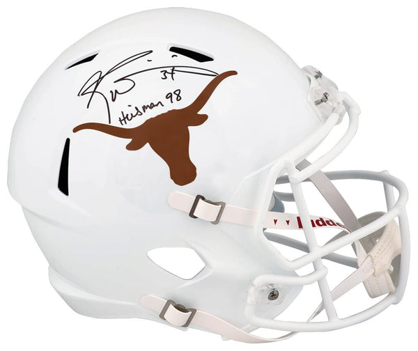 Ricky Williams Signed Texas Riddell F/S Speed Replica Helmet w/Heisman -(SS COA)