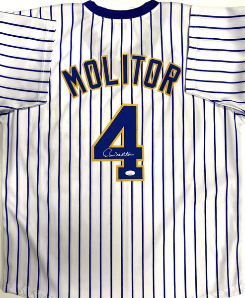 Brewers HOF'er PAUL MOLITOR Signed Custom Replica Pinstripe Jersey AUTO - JSA