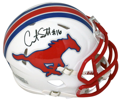 COURTLAND SUTTON AUTOGRAPHED SMU MUSTANGS SPEED MINI HELMET JSA