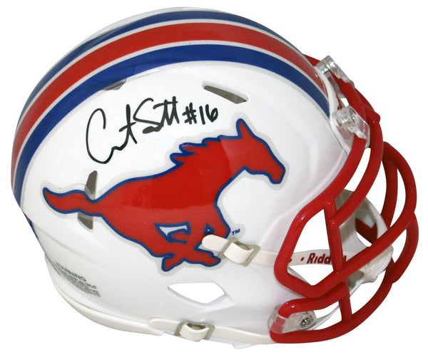 COURTLAND SUTTON AUTOGRAPHED SMU MUSTANGS SPEED MINI HELMET JSA