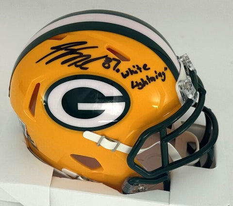 Packers JORDY NELSON Signed Riddell Spd Mini Helmet AUTO w/ White Lightning BAS