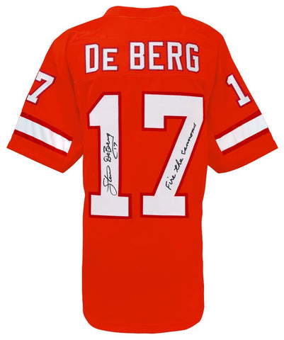 Steve DeBerg Signed Orange T/B Custom Football Jersey w/Fire The Cannons -SS COA