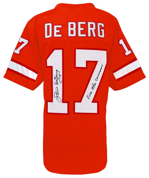 Steve DeBerg Signed Orange T/B Custom Football Jersey w/Fire The Cannons -SS COA