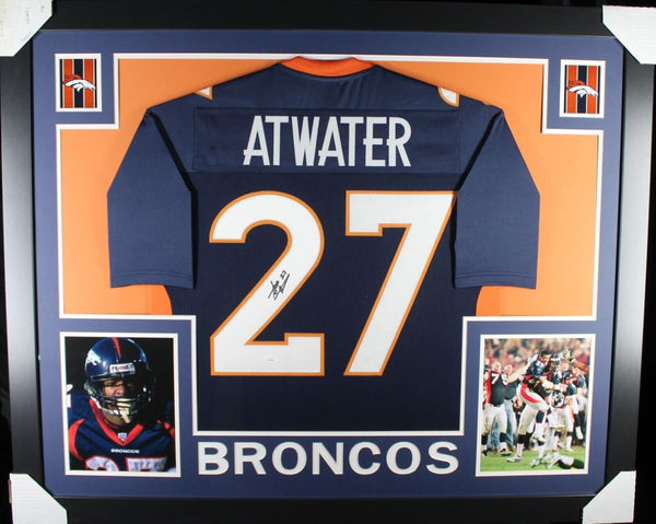 STEVE ATWATER (Broncos blue SKYLINE) Signed Autographed Framed Jersey JSA