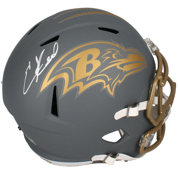 Ed Reed Autographed Ravens Full Size 'Slate' Replica Speed Helmet Beckett